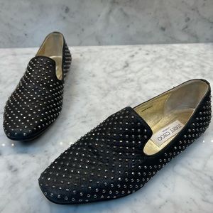 Jimmy Choo Gold Studded Loafers 37